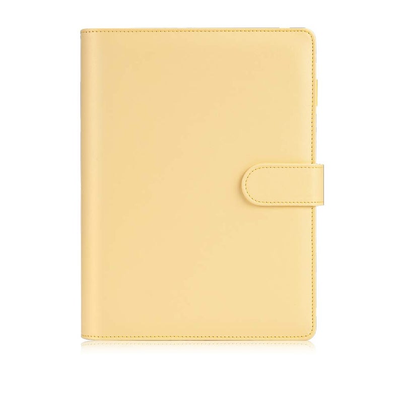 Sooez A5 Notebook Photocard Binder, 6 Ring Planner, Stylish Loose Leaf Personal Organizer Cover with Magnetic Buckle, PU Leather Binder Women with Soft Colors (Yellow) - Image 1